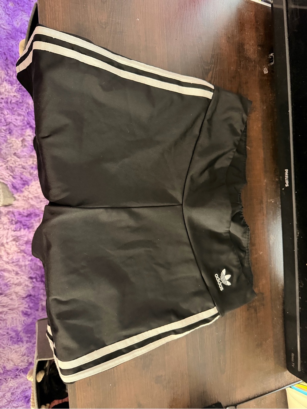 adidas Black Shorts with White Three-Stripes